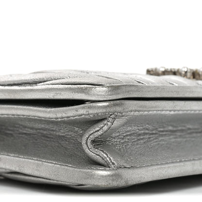 Miu Miu Metallic Nappa Matelasse Chain Crossbody Silver 8 of 9