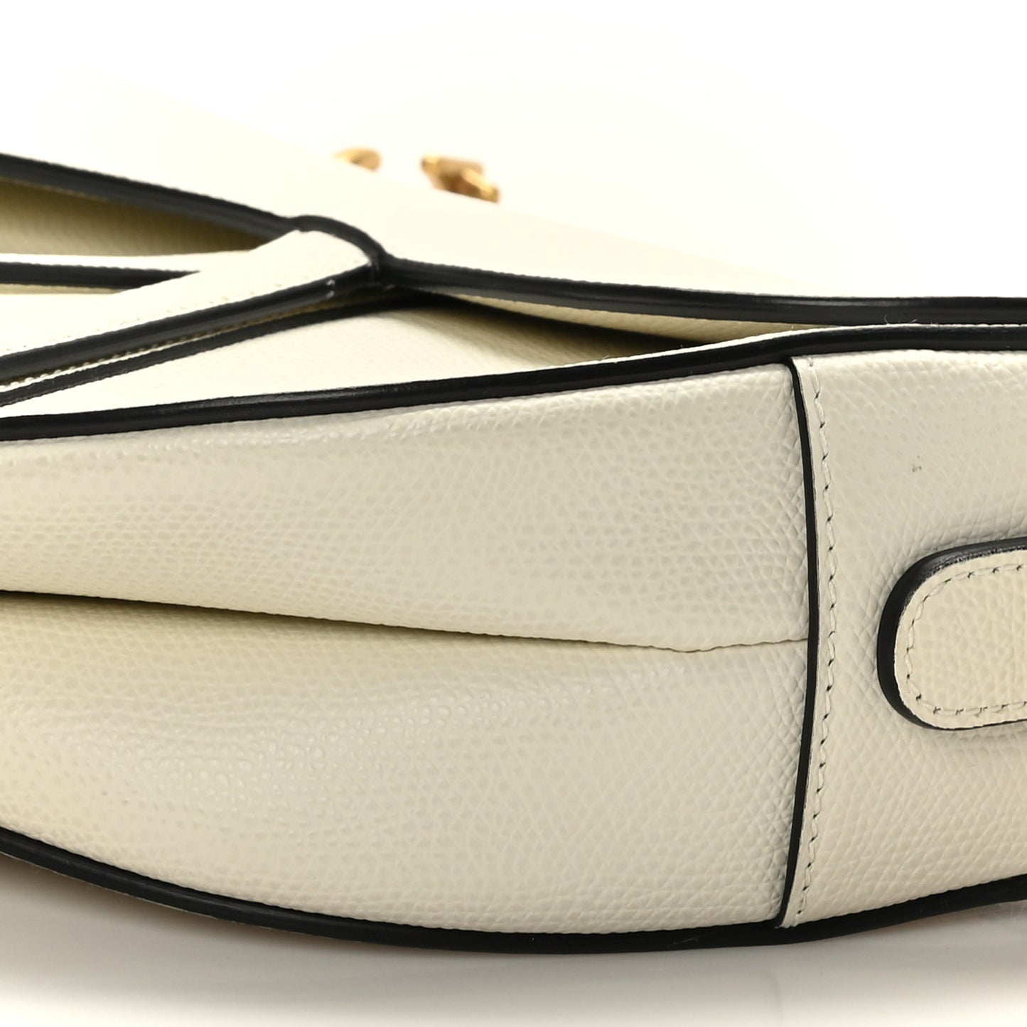Grained Calfskin Saddle Bag White