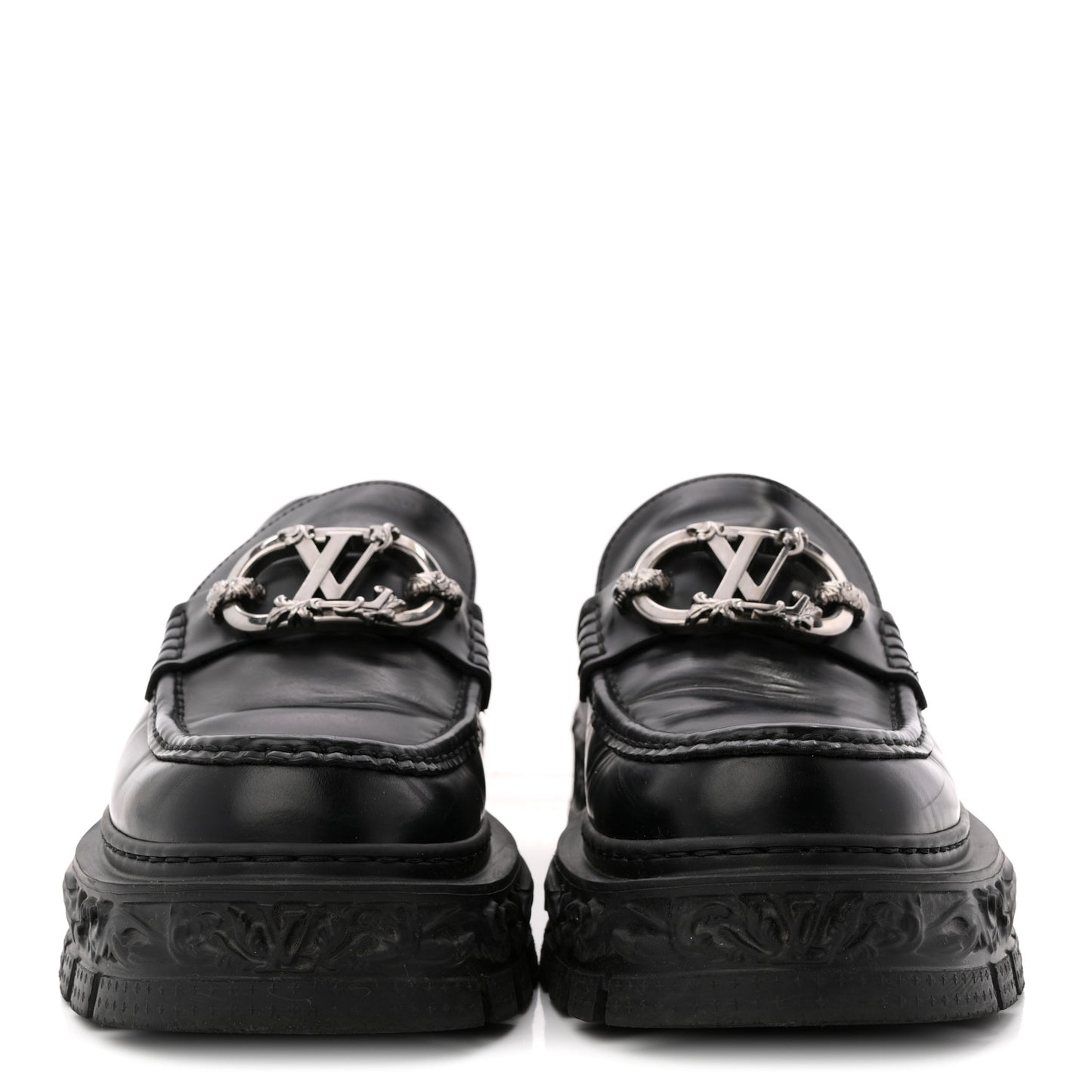 Calfskin Baroque Mens LV Loafers 8 Black