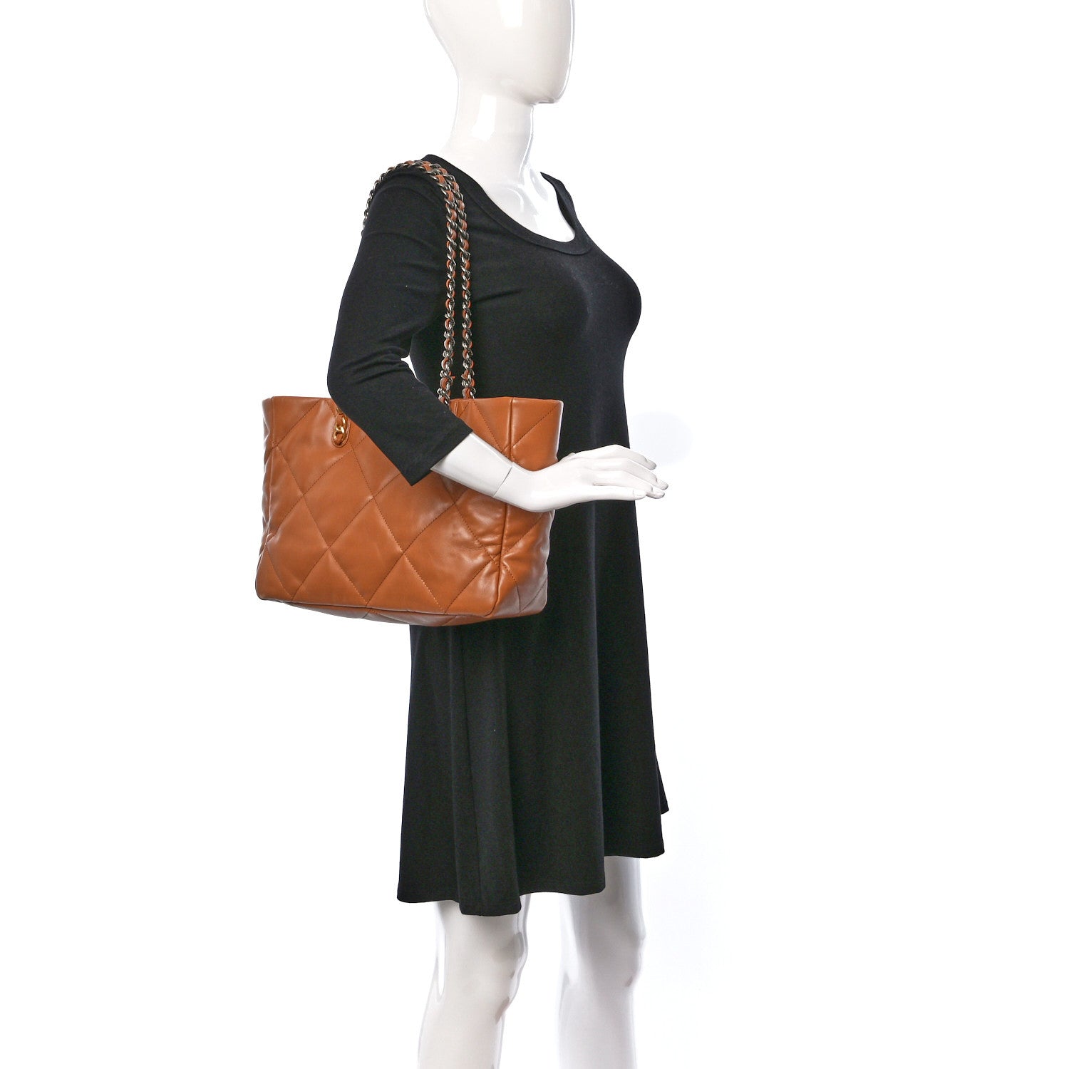 Chanel Lambskin Quilted Chanel 19 East West Shopping Bag Brown 2 of 10