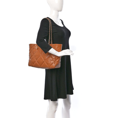 Chanel Lambskin Quilted Chanel 19 East West Shopping Bag Brown 2 of 10