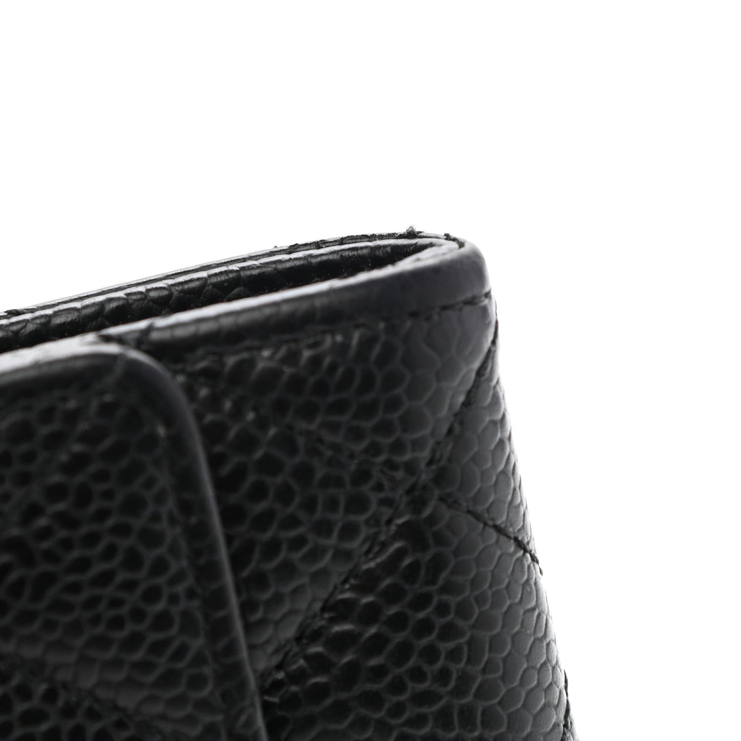 Caviar Quilted Flap Card Holder Black