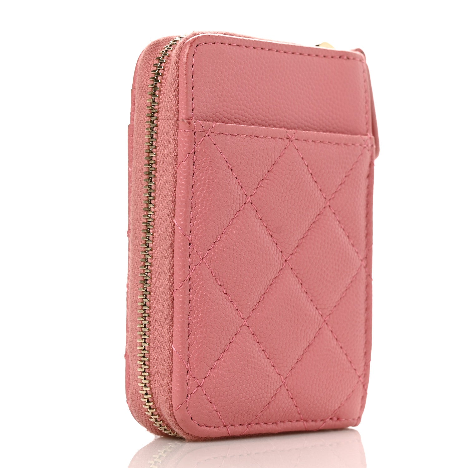 Chanel Caviar Quilted Zip Card Holder Pink 3 of 7