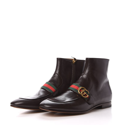 Gucci Goatskin Web Mens GG Ankle Boots 9 Cocoa 3 of 9