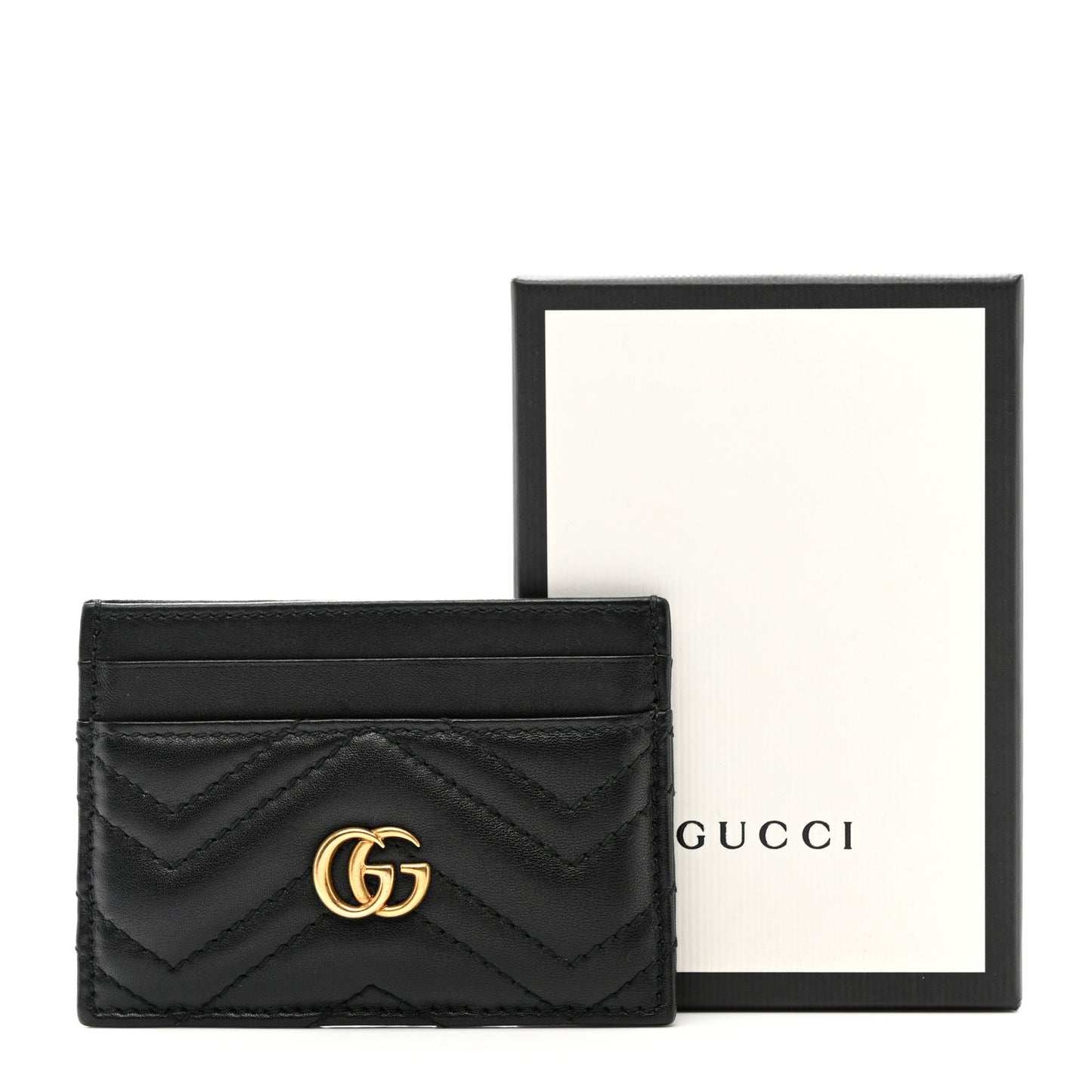 Calfskin Matelasse GG Marmont Card Holder Black