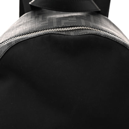 Fendi Glazed Fabric Nylon FF 1974 Diagonal Pouch Pocket Backpack Black Sunflower 7 of 12