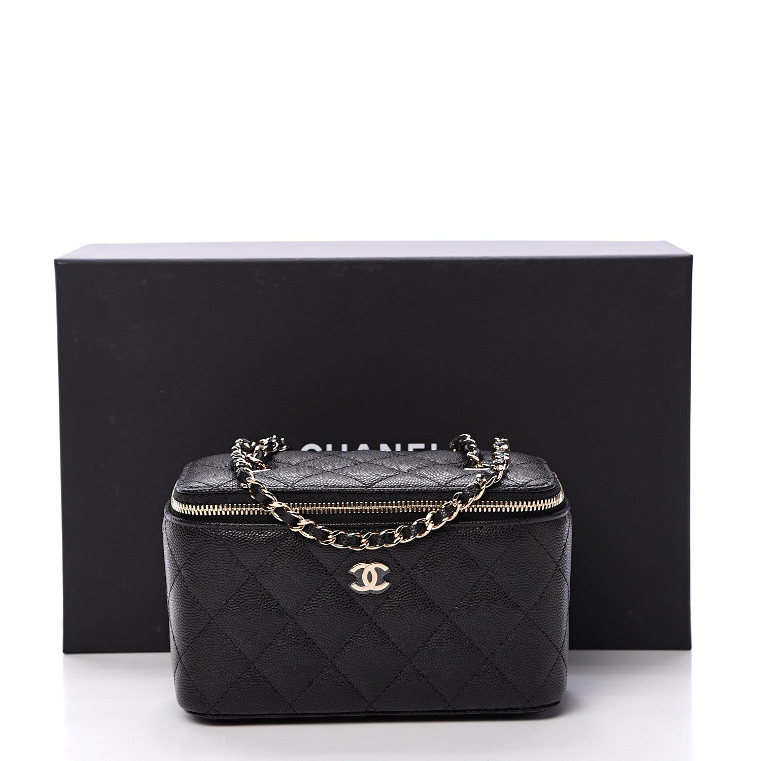 Chanel Caviar Quilted Small Vanity Case With Chain Black 10 of 10