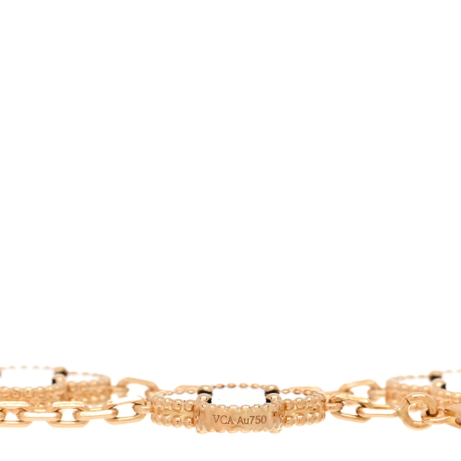 Van Cleef & Arpels 18K Yellow Gold Black Onyx 5 Motifs Vintage Alhambra Bracelet 3 of 4