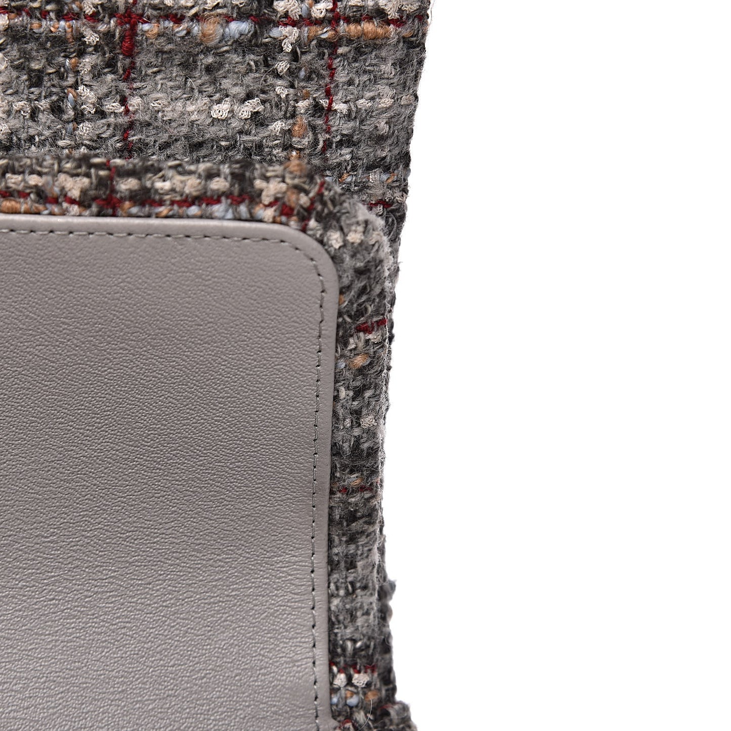Tweed Quilted Medium Double Flap Grey Multicolor