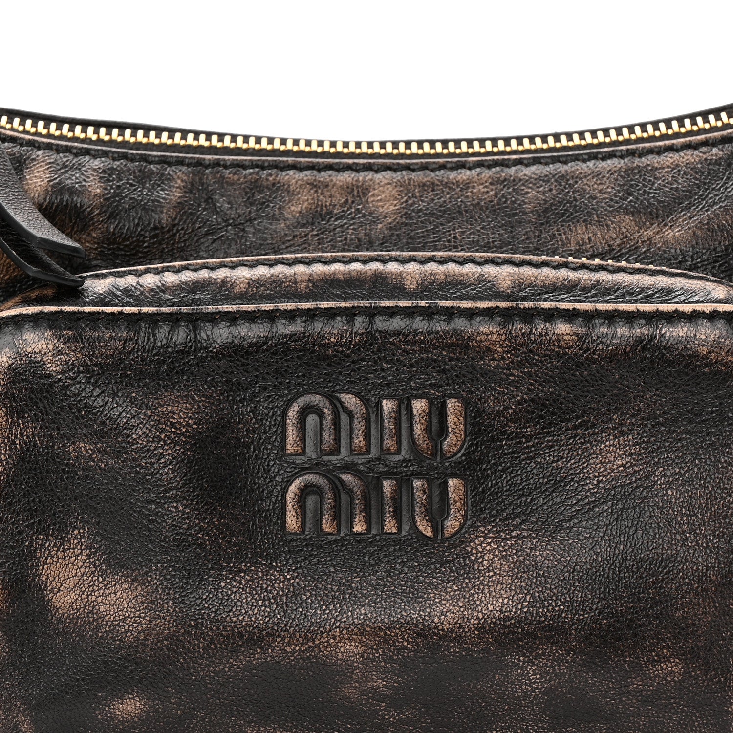 Miu Miu Distressed Nappa Pocket Bag Sand Coffee 7 of 9