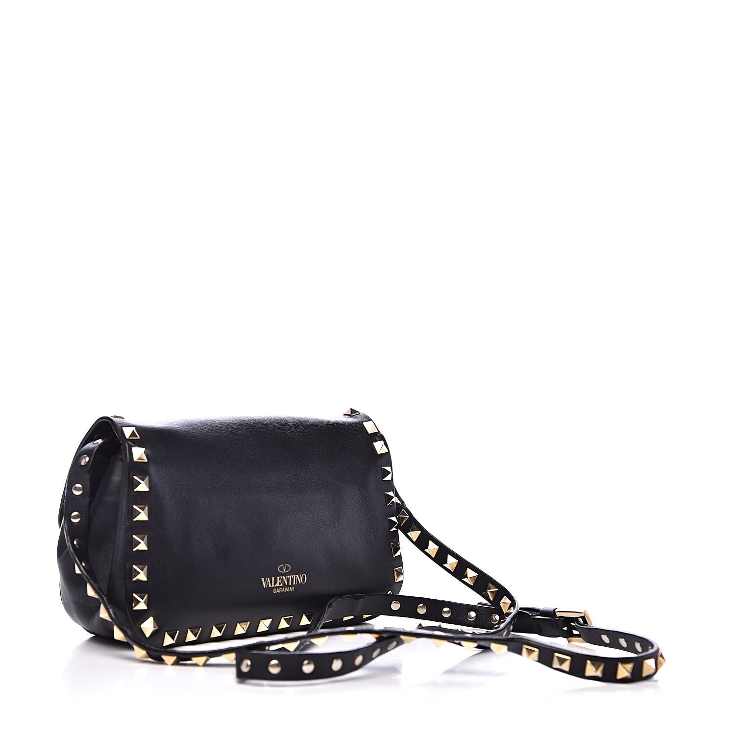 Valentino Garavani Vitello Mini Rockstud Flap Saddle Crossbody Bag Black 3 of 11