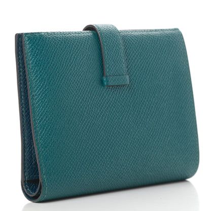 Hermes Epsom Bearn Compact Wallet Vert Bosphore Deep Blue 3 of 9
