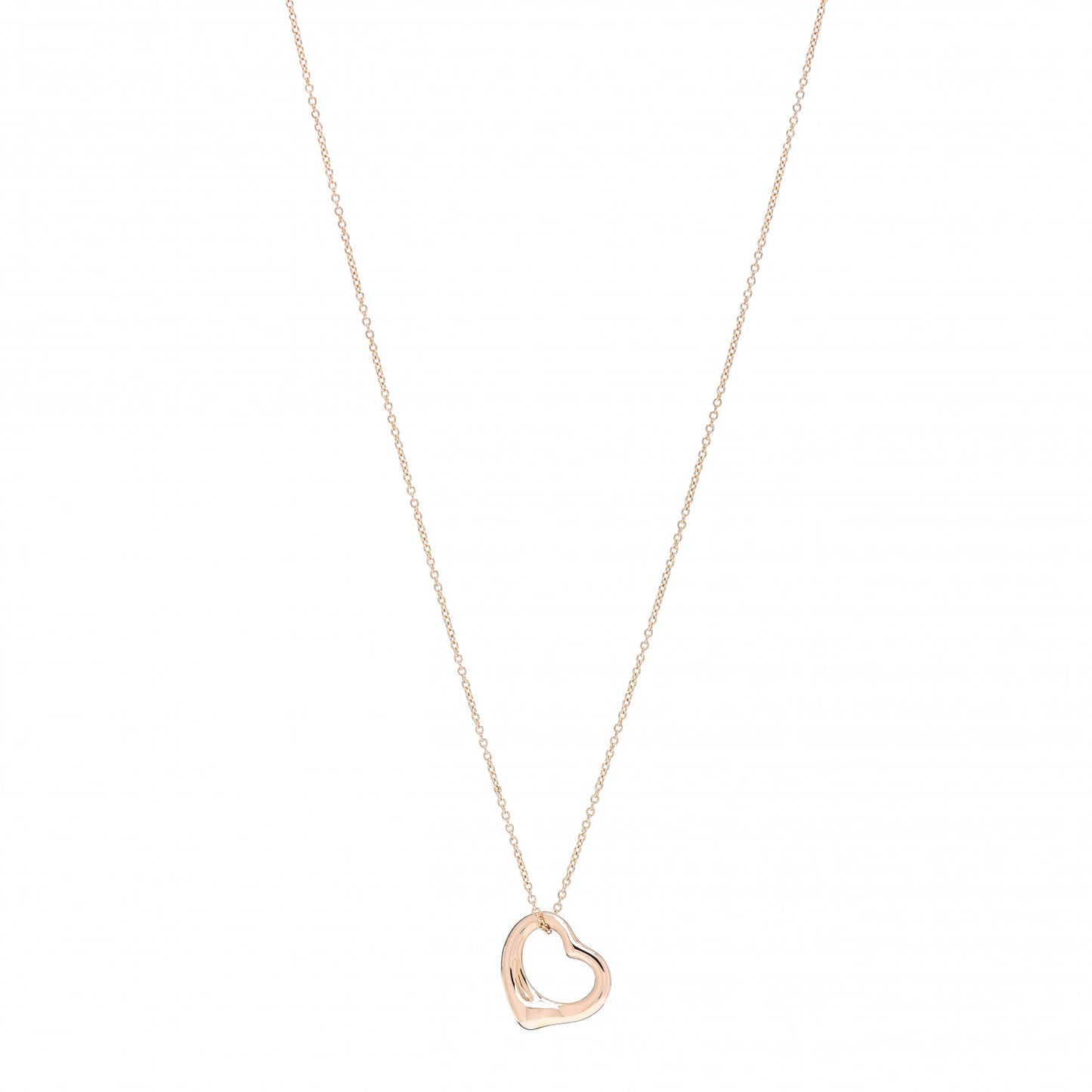 18K Rose Gold 16mm Elsa Peretti Open Heart Pendant Necklace