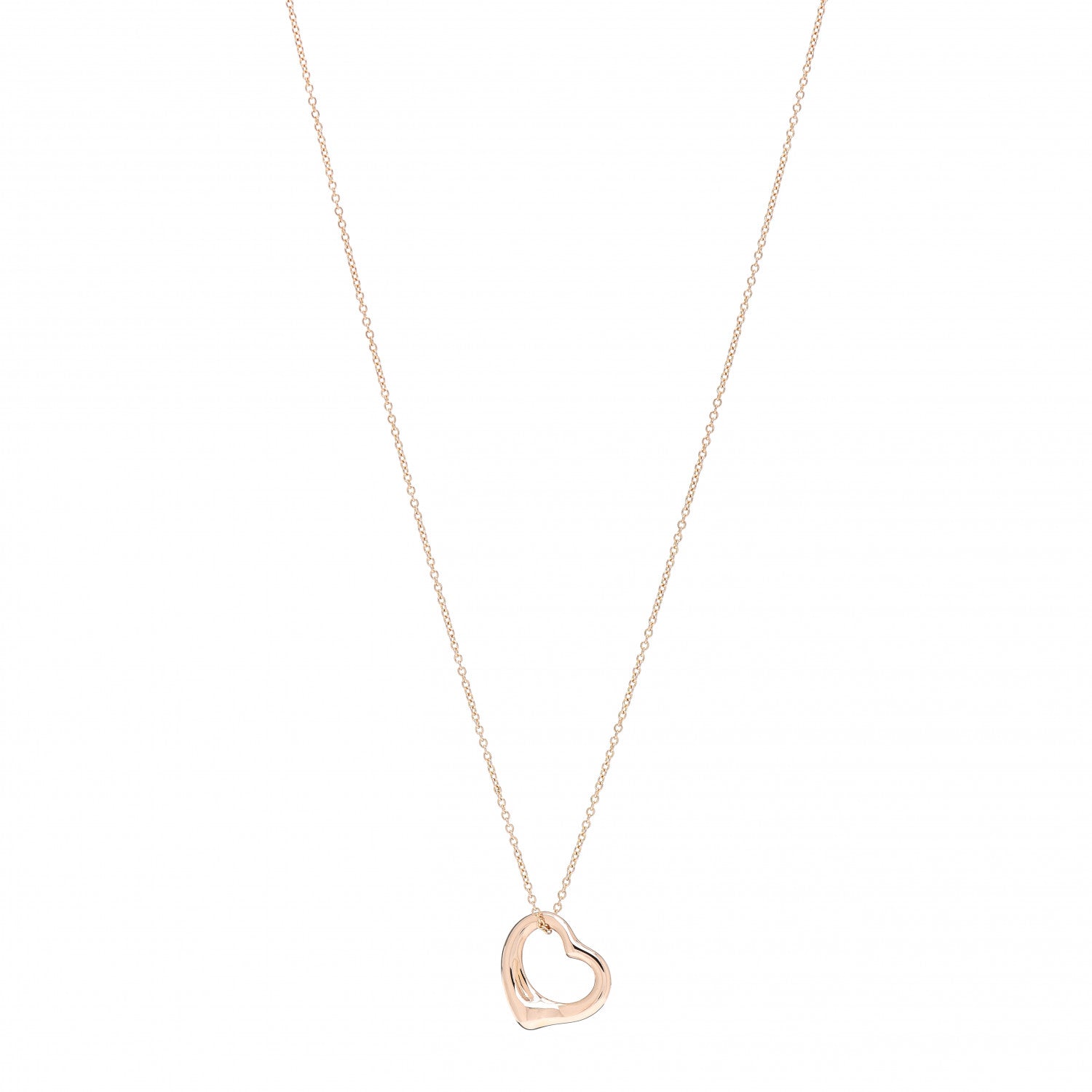 Tiffany 18K Rose Gold 16mm Elsa Peretti Open Heart Pendant Necklace 1 of 4