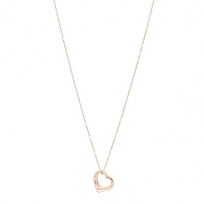 Tiffany 18K Rose Gold 16mm Elsa Peretti Open Heart Pendant Necklace 1 of 4