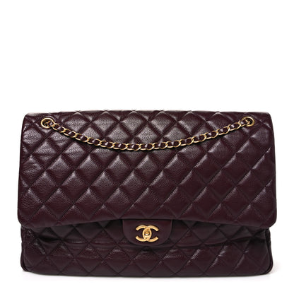 Chanel Grained Calfskin Quilted XXL Travel Flap Bag Burgundy 1 of 10