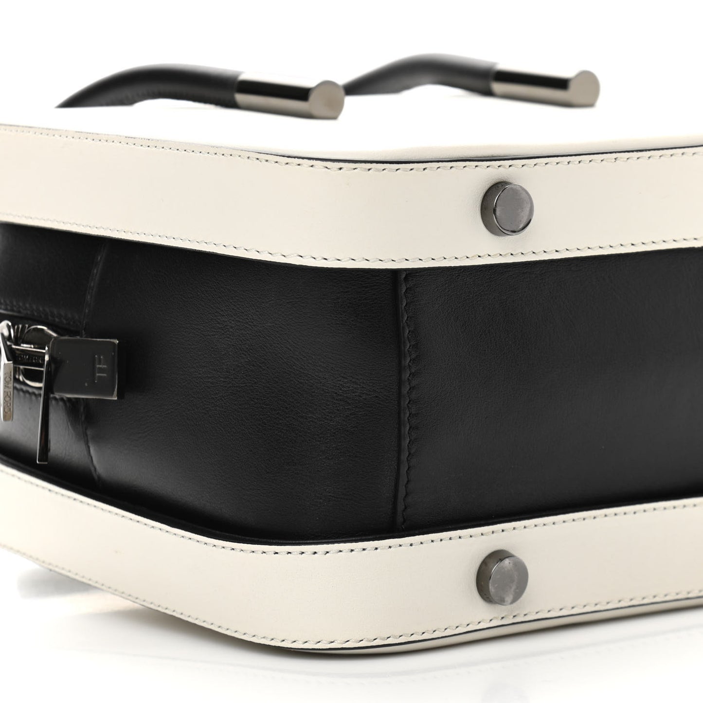 Calfskin Top Handle Bag White Black