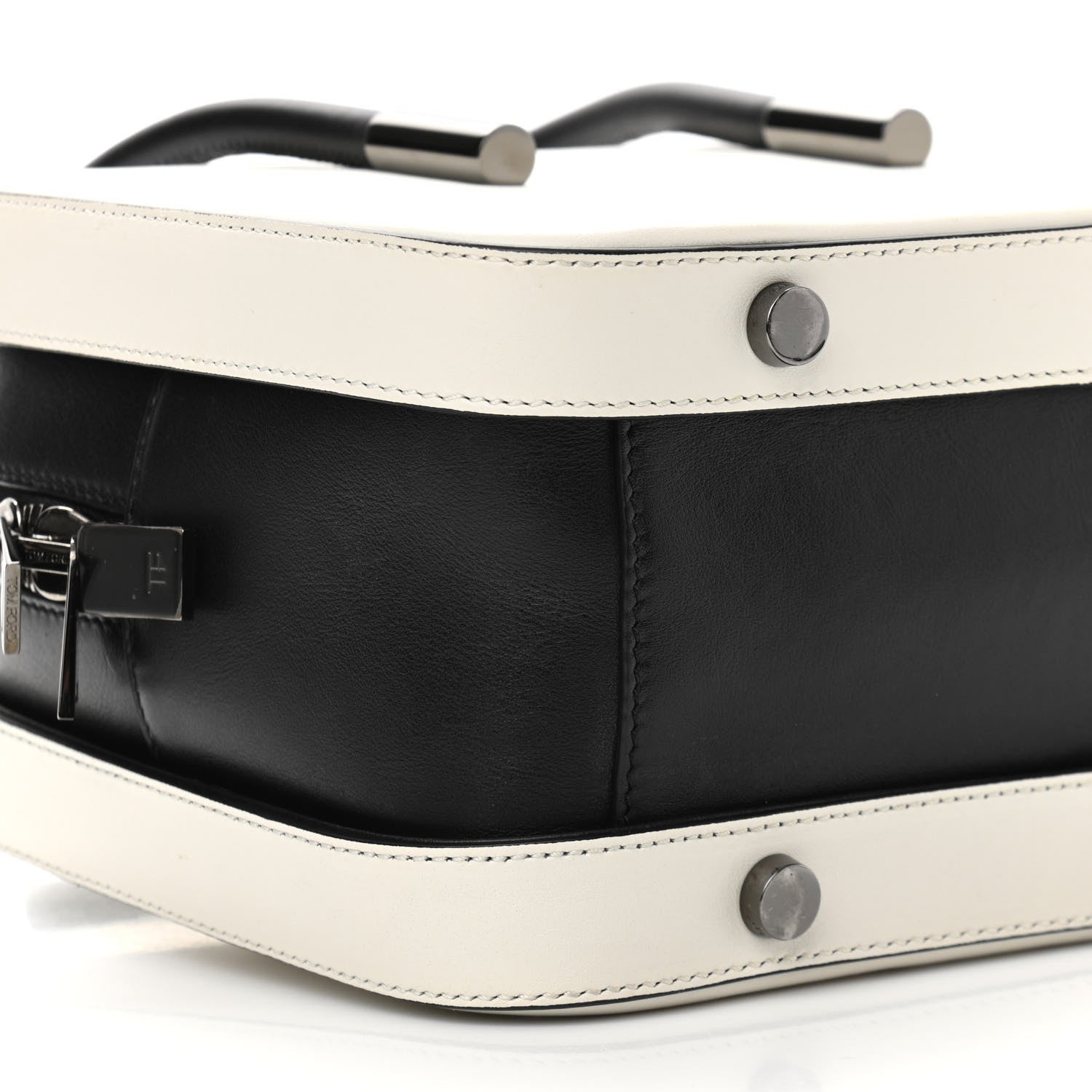 Tom Ford Calfskin Top Handle Bag White Black 10 of 19