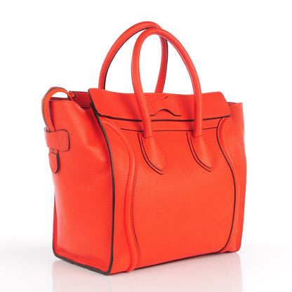 Celine Drummed Calfskin Mini Luggage Vermillion 3 of 7
