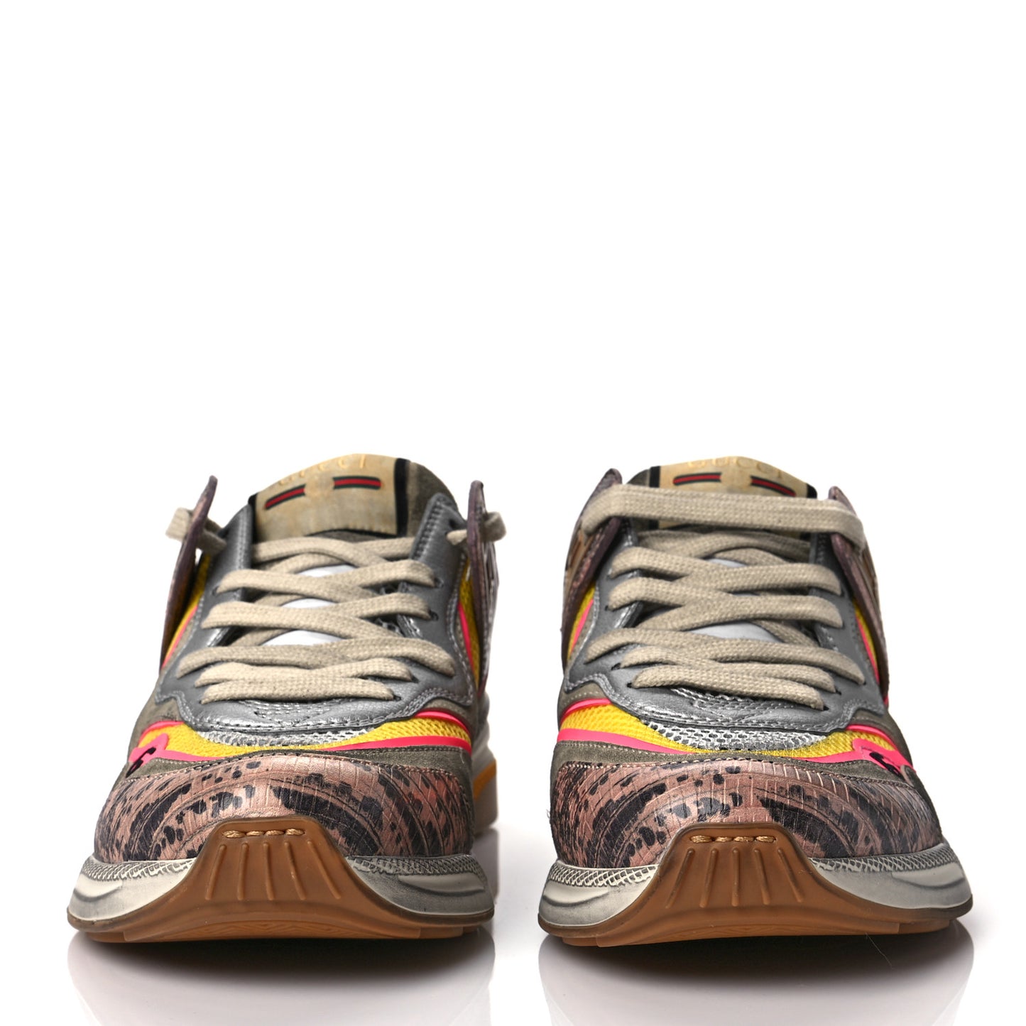 Suede Calfskin Tejus Printed Womens Ultrapace Sneakers 37.5 Pink Silver Oatmeal Yolk