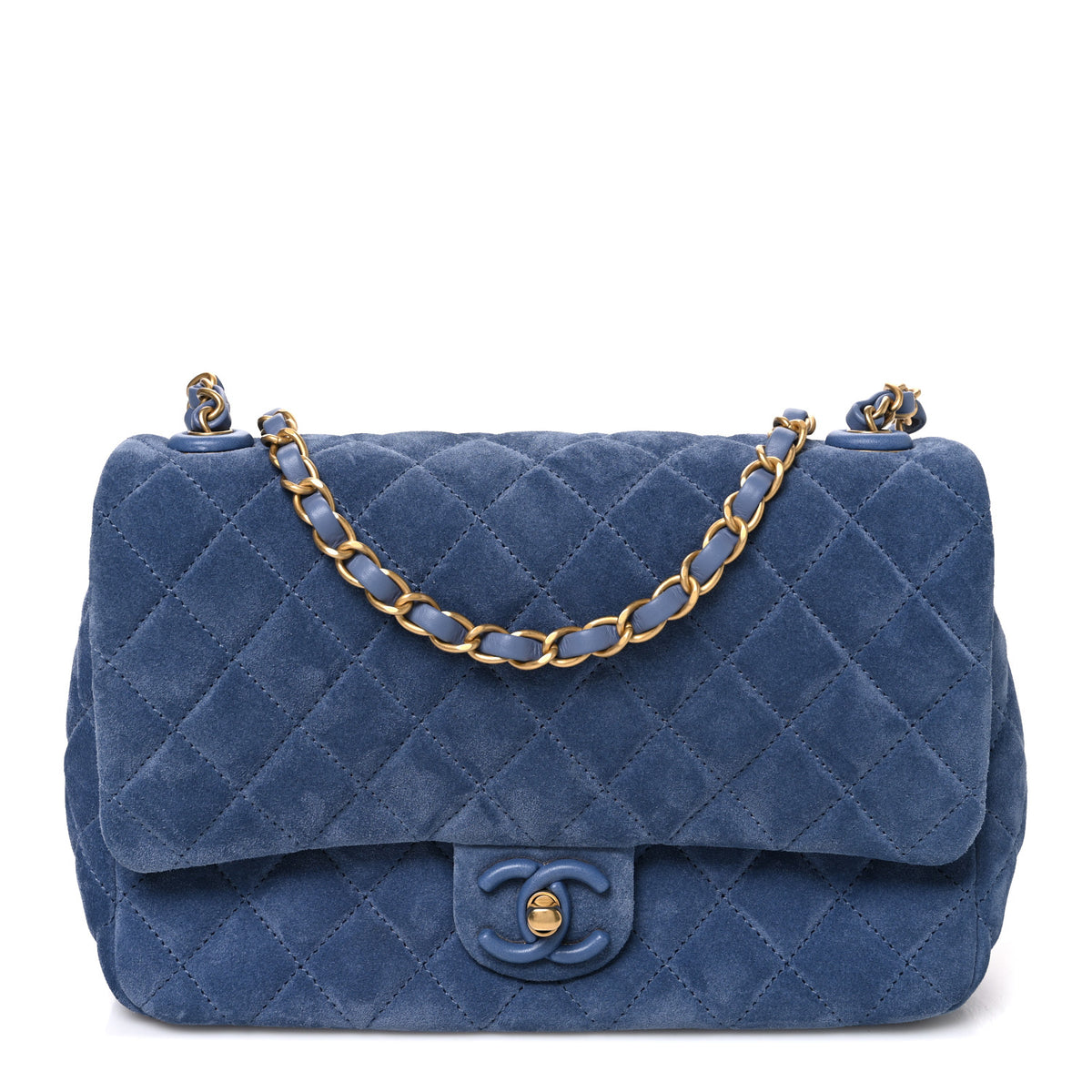 Chanel Suede Quilted Medium Flap Blue 1 of 10