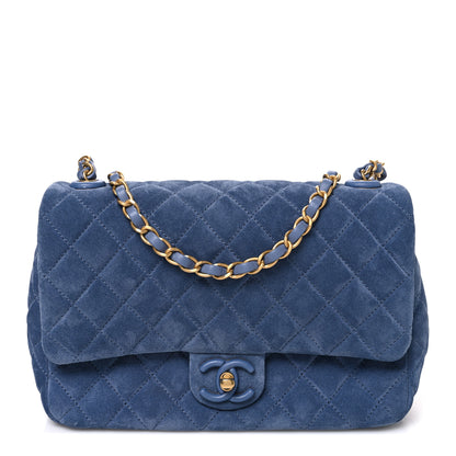 Chanel Suede Quilted Medium Flap Blue 1 of 10