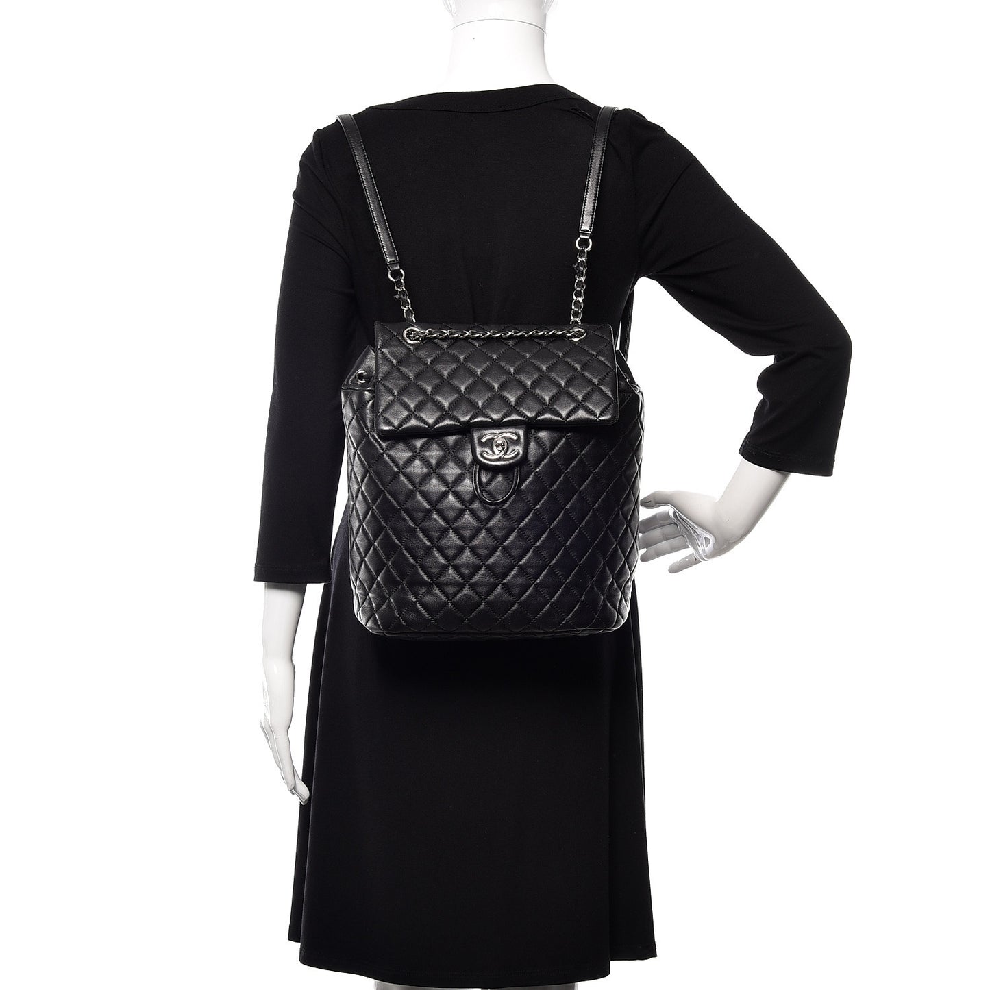 Calfskin Quilted Large Urban Spirit Backpack Black