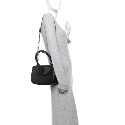 Gucci Boarded Dyana Lux Calfskin Web Monochrome Medium Bamboo 1947 Top Handle Bag Black 2 of 19