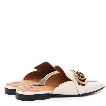 Gucci Calfskin Web Womens Peyton GG Slippers 35 Mystic White 4 of 9