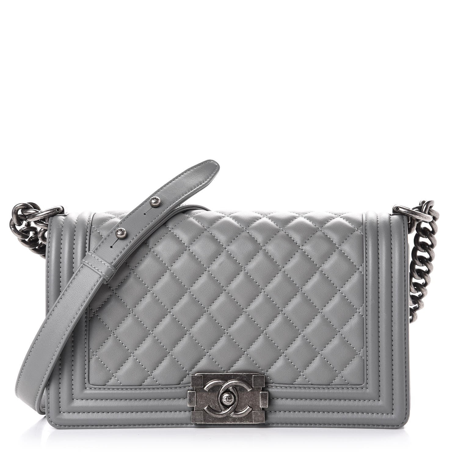 Chanel Lambskin Quilted Medium Boy Flap Grey 1 of 10
