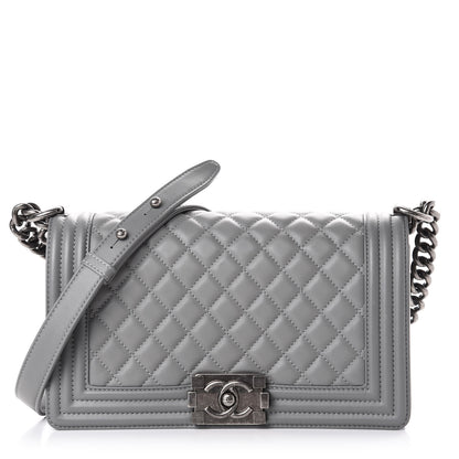 Chanel Lambskin Quilted Medium Boy Flap Grey 1 of 10