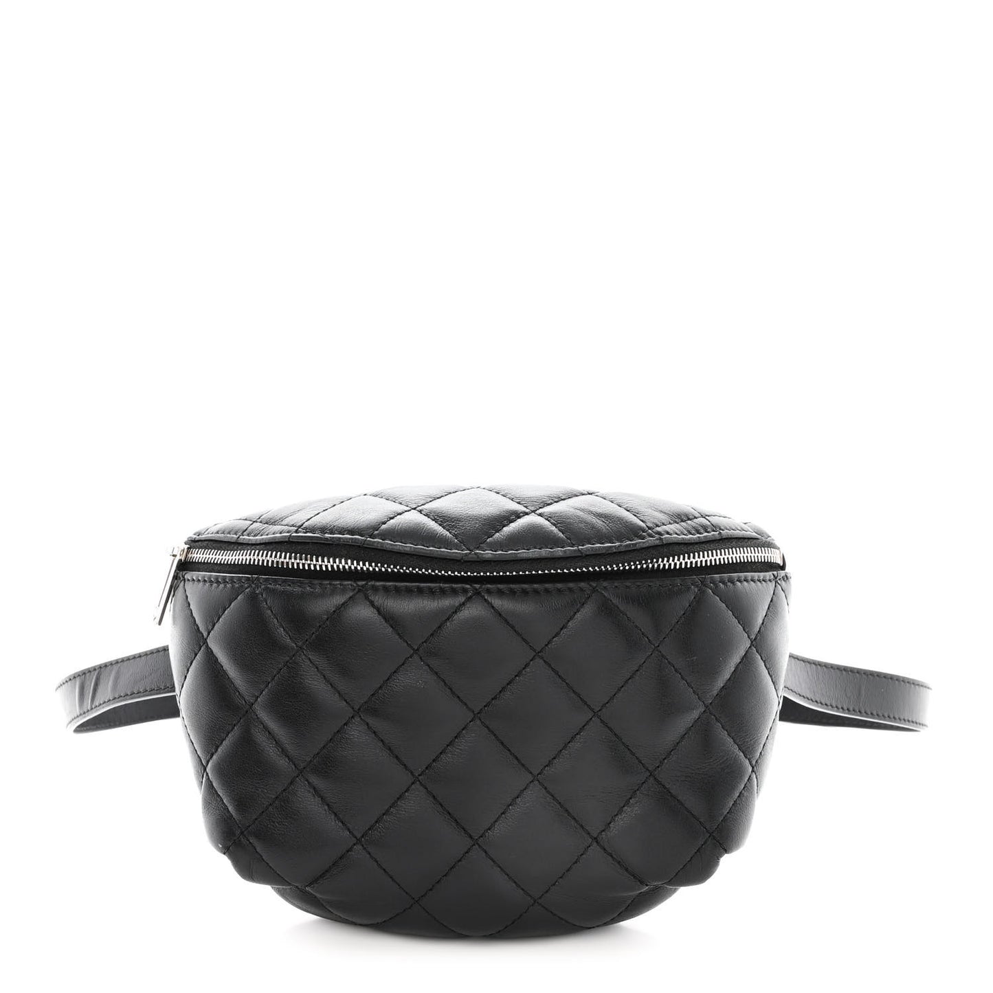 Lambskin Quilted Waist Belt Bag Black