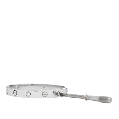 Cartier 18K White Gold 4 Diamond LOVE Bracelet 16 4 of 5