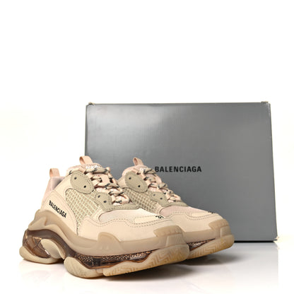 Balenciaga Fabric Mesh Clear Sole Womens Triple S Sneakers 37 Beige 7 of 7