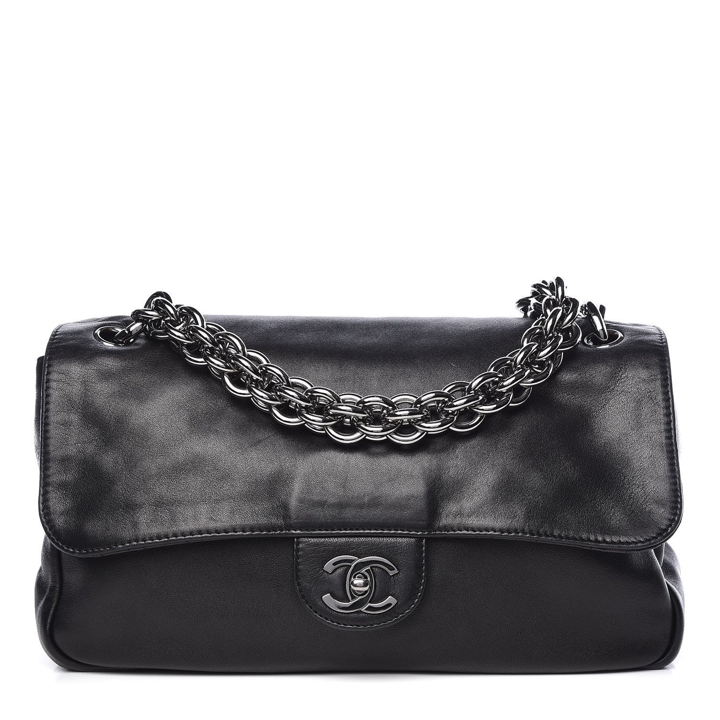 Lambskin Medium Soft and Chain Flap Black