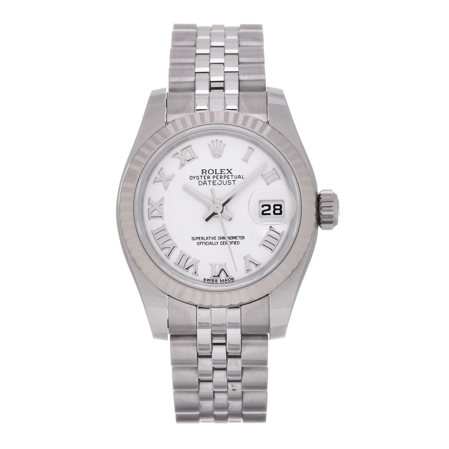 Rolex Stainless Steel 18K White Gold 26mm Oyster Perpetual Datejust Watch White Roman 179174 1 of 7