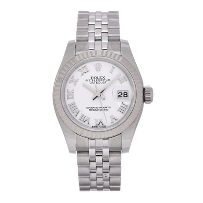 Rolex Stainless Steel 18K White Gold 26mm Oyster Perpetual Datejust Watch White Roman 179174 1 of 7