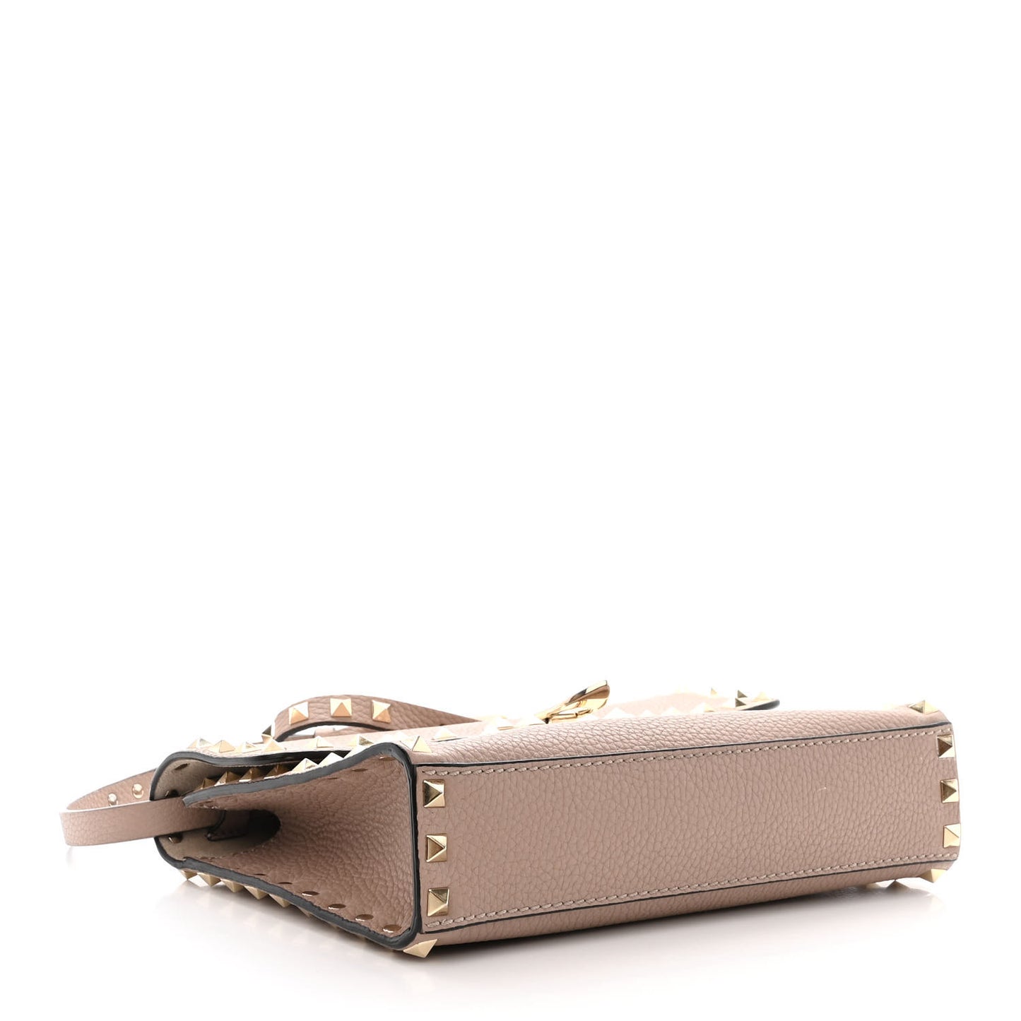 Pebbled Calfskin Medium Rockstud Flip Lock Crossbody Bag Poudre