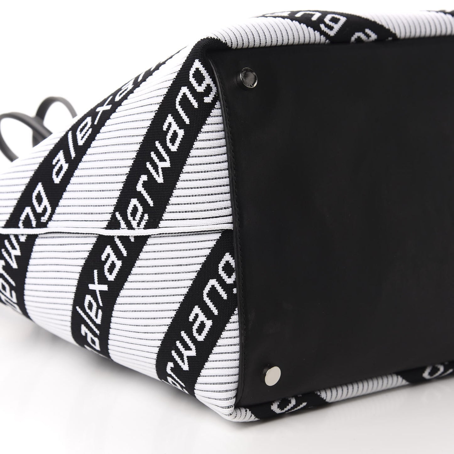 Knit Jacquard Diagonal Logo Roxy Tote White Black