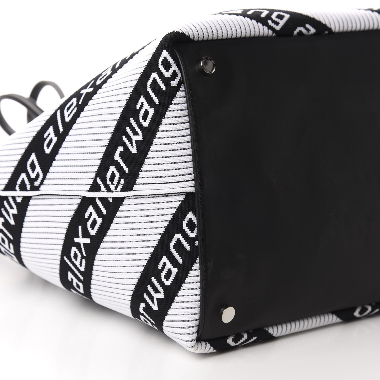 Alexander Wang Knit Jacquard Diagonal Logo Roxy Tote White Black 8 of 12