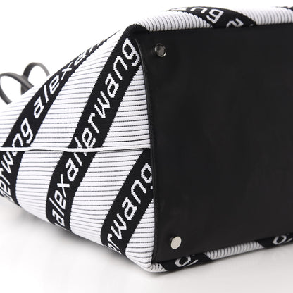 Alexander Wang Knit Jacquard Diagonal Logo Roxy Tote White Black 8 of 12
