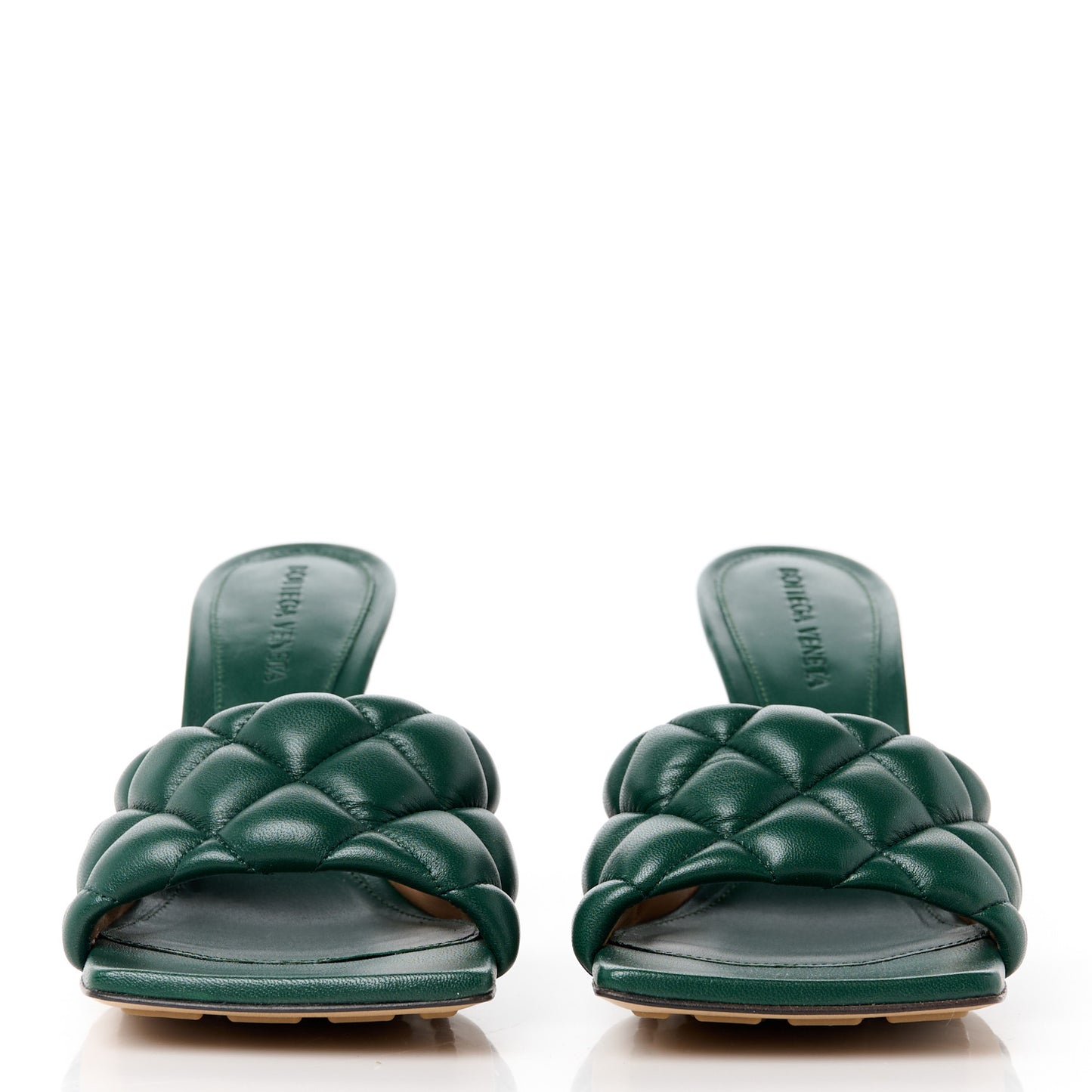 Nappa Matelasse Padded Mule Sandals 37.5 Pine Green