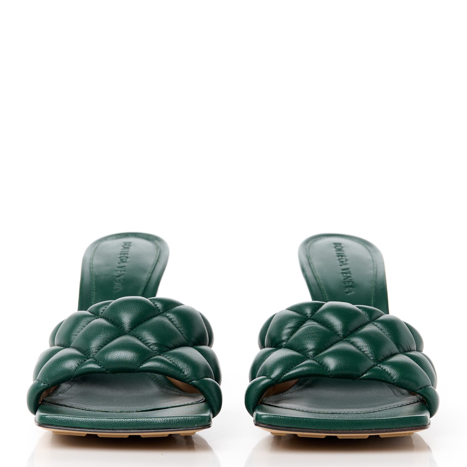 Bottega Veneta Nappa Matelasse Padded Mule Sandals 37.5 Pine Green 2 of 9