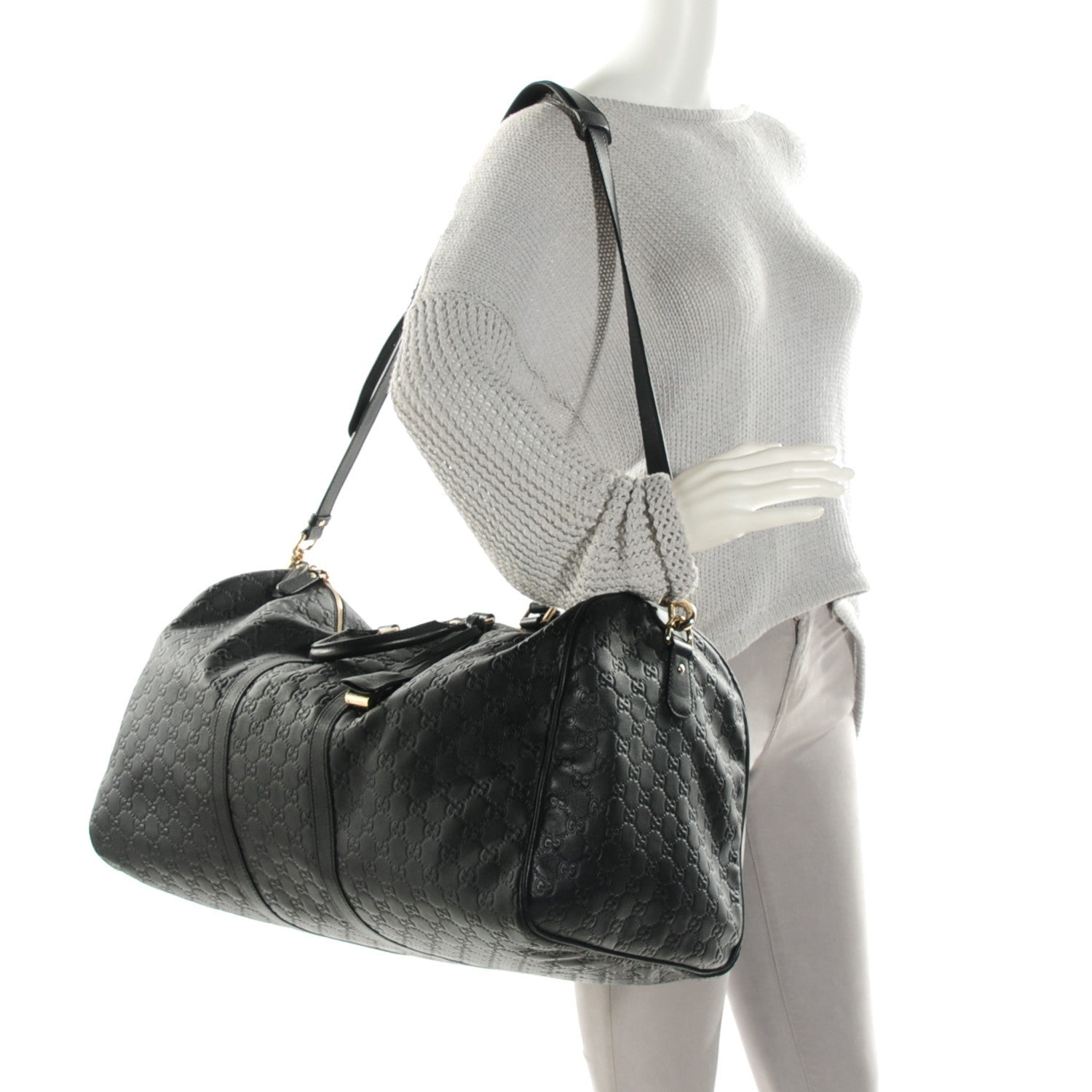 Gucci Guccissima Large Carry On Duffle Black 2 of 7