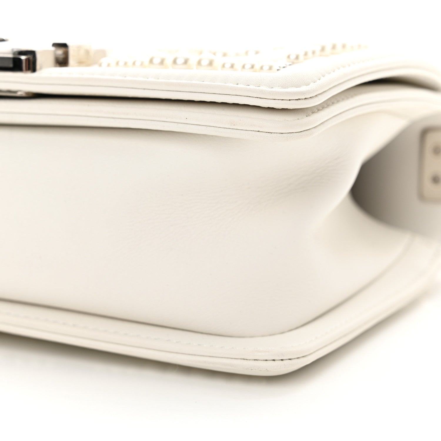 Chanel Calfskin Pearl Chevron Small Boy Flap White 10 of 10