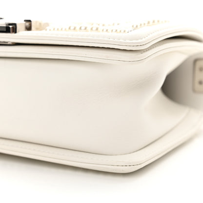 Chanel Calfskin Pearl Chevron Small Boy Flap White 10 of 10