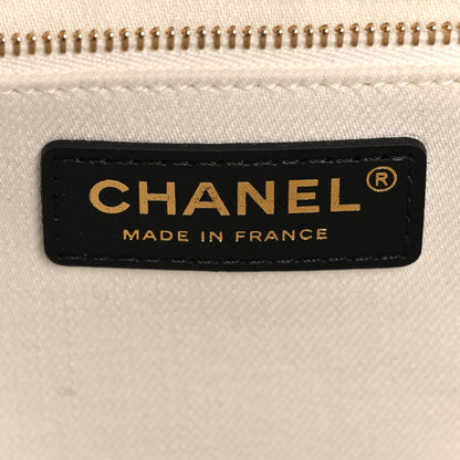 Chanel Denim Calfskin Quilted Coco Beach Small Shopping Tote White Black 7 of 11
