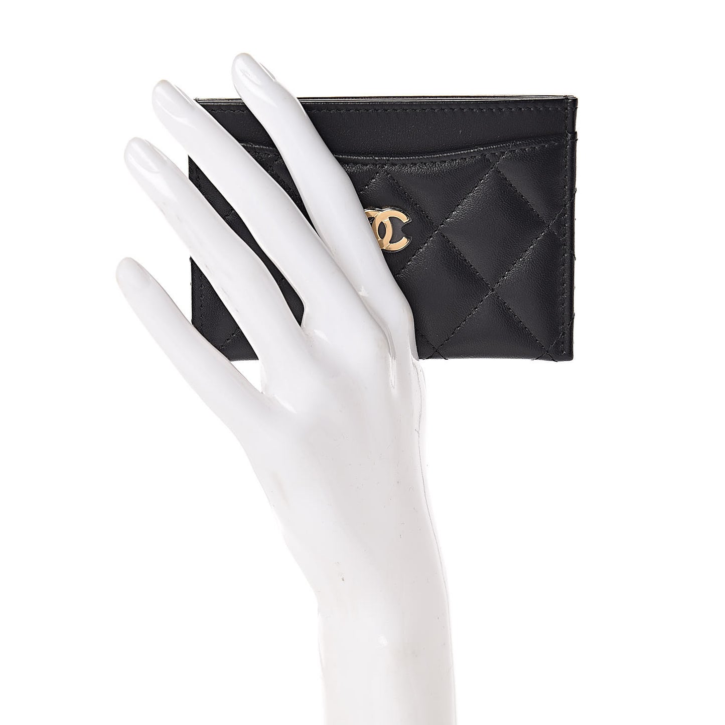 Lambskin Quilted Card Holder Black