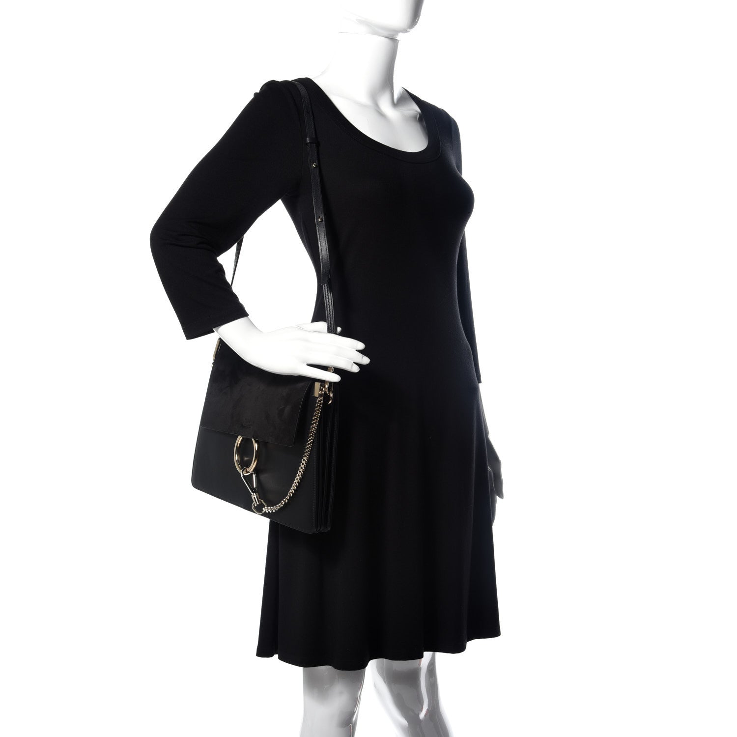 Chloe Suede Calfskin Medium Faye Shoulder Bag Black 2 of 10