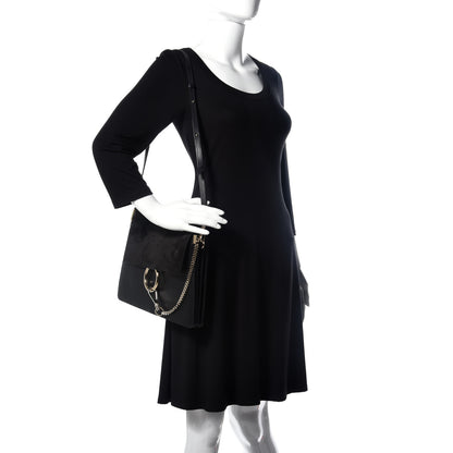 Chloe Suede Calfskin Medium Faye Shoulder Bag Black 2 of 10